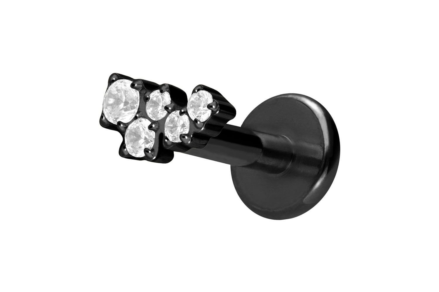 Titan Labret Piercing mit Push Fit KRISTALLWOLKE